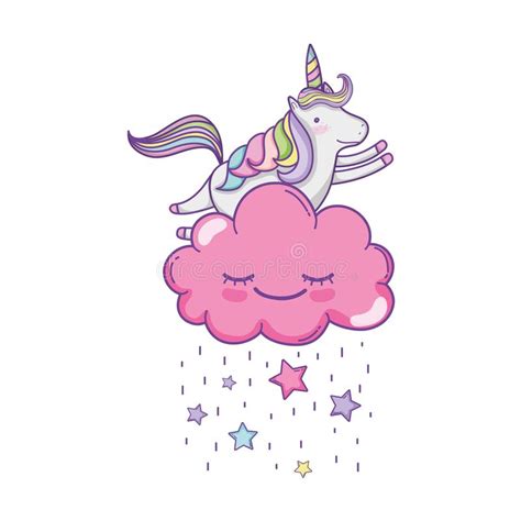 Flying Unicorn Air Balloon And Rainbow Clouds Fantasy Magic Dream Cute