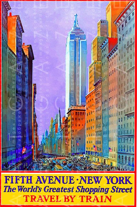 Art Deco New York Vintage Poster Vintage Nyc Illustration 5th Etsy
