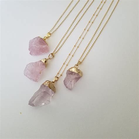 Rose Quartz Necklace Rose Quartz Necklaces For Women Etsy