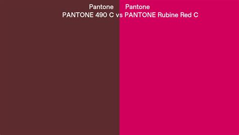 Pantone 490 C Vs Pantone Rubine Red C Side By Side Comparison