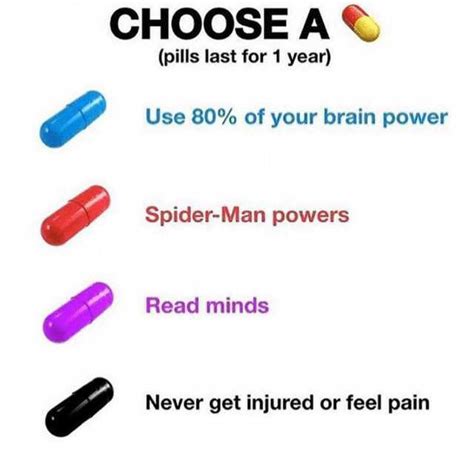 Choose A Pills Last For 1 Year Use 80 Of Your Brain Power Spider Man