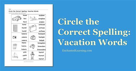 Multiple Choice Spelling Vacation Words Enchanted Learning