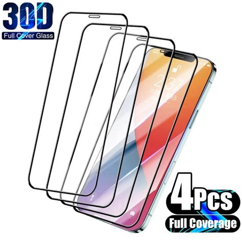 Pcs Full Cover Protective Glass For Iphone Pro Max Mini