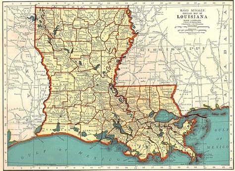 1939 Antique Louisiana Map Original Vintage Map Of