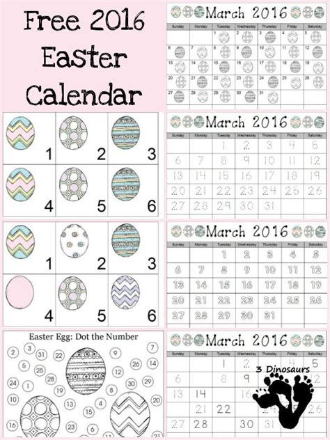 Free 2016 Easter Calendar Printable Artofit