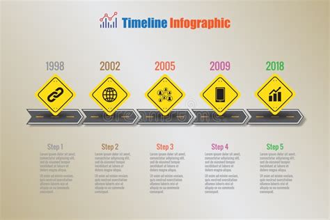 Road Map Timeline Infographic With 5 Steps Circle Vector Illustration