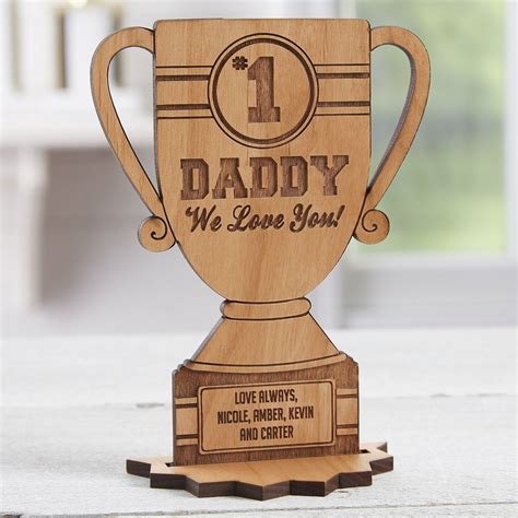 Number One Dad Personalized Trophy Wood Keepsake Dad T Etsy