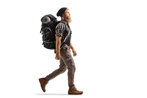 370 Profile Of A Man Walking With Backpack Stock Photos Pictures