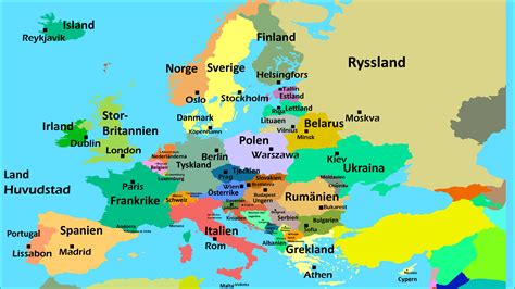 Karta över Europas Länder Och Huvudstäder Allt Om Ditt Resmål