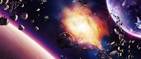 Download Wallpaper 2560x1080 Space Planet Explosion Light Dual Wide