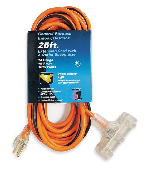 Power First Lighted Extension Cord Outdoor 150 A 125v Ac Number Of