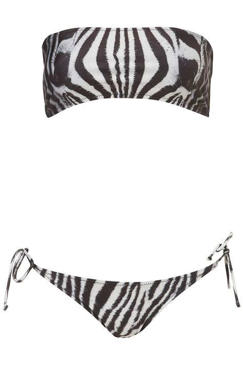 Lyst Topshop Zebra Bandeau Bikini In Black