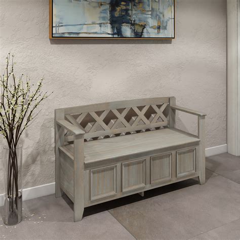 Wyndenhall Halifax Solid Wood 48 Inch Wide Transitional Entryway Storage Bench 48 Inches Wide