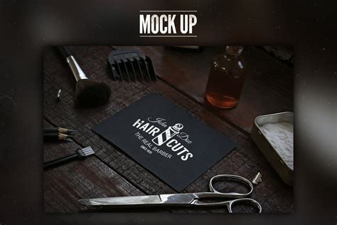 barbershop mock   retrobox  envato elements business card mock  mockup mocking