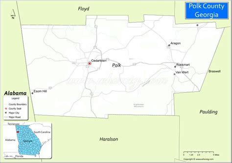 Map Of Polk County Georgia Showing Cities Highways And Important Places
