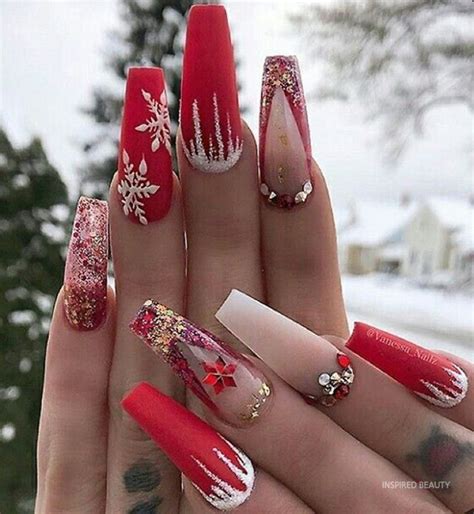 50 Festive Acrylic Christmas Nails 2023 Inspired Beauty Nail Designs Winter Nails