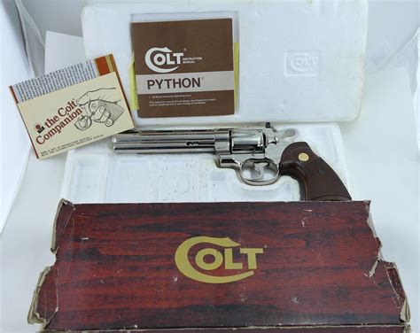 Sold Colt Python 6 Nickel Revolver In 357 Magnum Excellent Shape