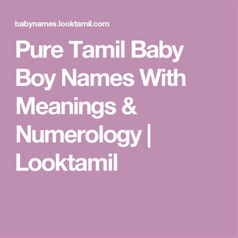 Pure Tamil Baby Boy Names With Meanings And Numerology Looktamil Baby