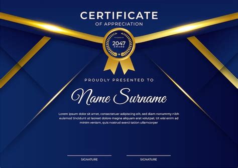Premium Vector Luxury Shine Golden Blue Certificate Design Template