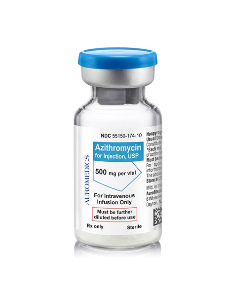Зарегистрировано teva pharmaceutical industries ltd. Azithromycin for Injection, USP — AuroMedics Pharma LLC