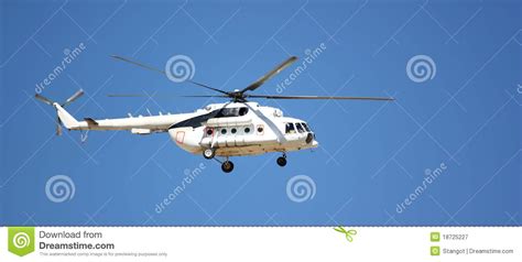 A White Helicopter Stock Image Image Of Crew Hovering 18725227