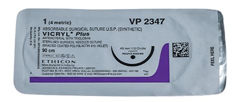 Ethicon Vp 2347 Vicryl Plus Absorbable Suture Usp 1 90cm Box Of 12