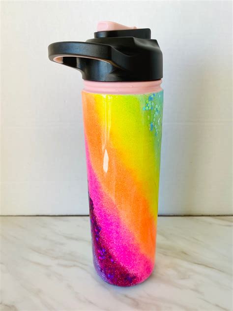 Tal Water Bottle Rainbow Glitter Tumbler Cup Custom Etsy