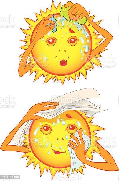 Sweating Summer Sun Cartoon Character Stock Illustration Download