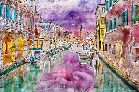 Latelier De Bitsaegim — The Night Of Venice 베니스의 노을 Digital Watercolor