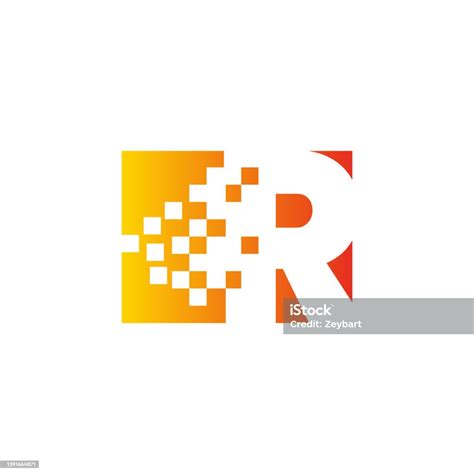 Colorful Letter R Fast Pixel Dots Stock Illustration Download Image