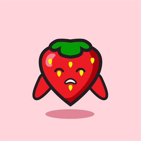Confused Cute Strawberry Fruit Cartoon Design 5439406 Vector Art At