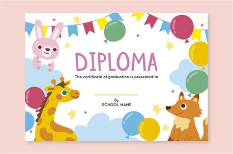 Dilf, delf, dalf le dilf, le delf et le dalf. Modèle De Diplôme Pour Les Enfants | Vecteur Gratuite