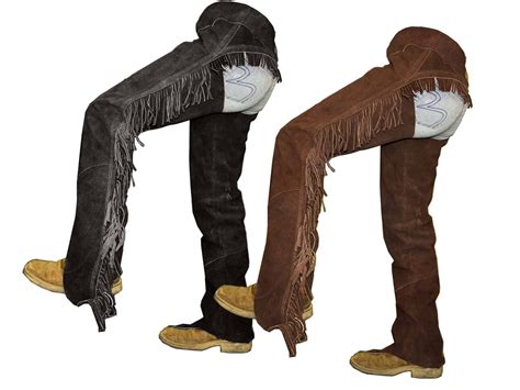 Tahoe Suede Leather Western Full Chaps With Fringes Black Medium