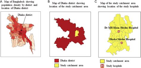 Maps Showing Population Density In Bangladesh By A Districts And