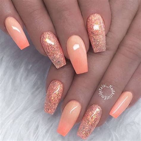 Pin By Brooke Jefferson On Acrylic Nails Ombre Nails Glitter Peach