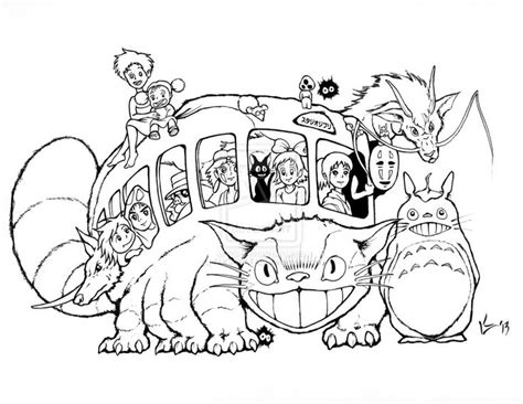 Coloring book pages for adults and kids coloring sheets. Studio Ghibli Catbus for AICN Contest - INKS by FUCHIPATAS ...