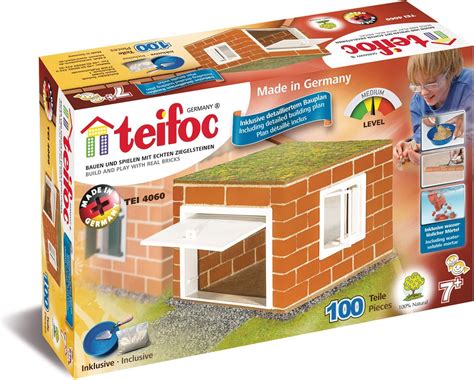 Teifoc Garage Brick Construction Set Terracotta Building Blocks