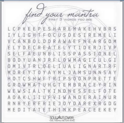 Find Your Mantra Mantras Finding Yourself Word Search Puzzle