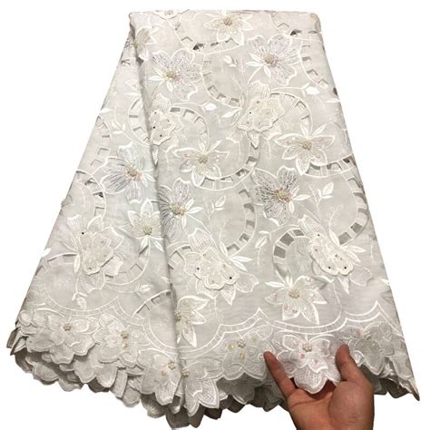 High Quality Swiss Voile Laces Switzerland Cotton African Dry Cotton Lace Fabric 2018 White