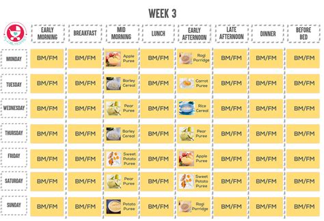 Find here baby food chart for babies from 3 months till 1 year of age. 6 Months Baby Food Chart - with Indian Recipes