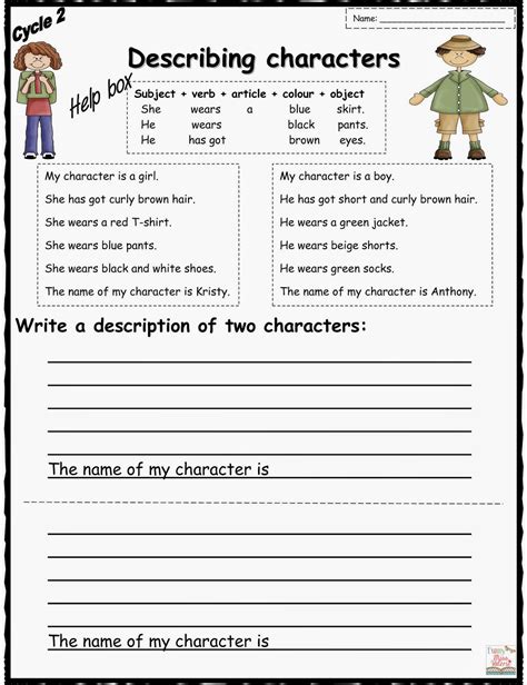 Character Description Worksheet