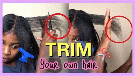 Trimming My Split Ends Diy Relaxed Hair ️ Youtube