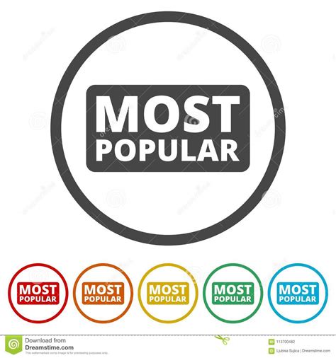 Vector Most Popular Sign 6 Colors Included Stock Vector Illustration