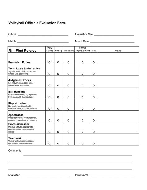 varieties  sports evaluation forms