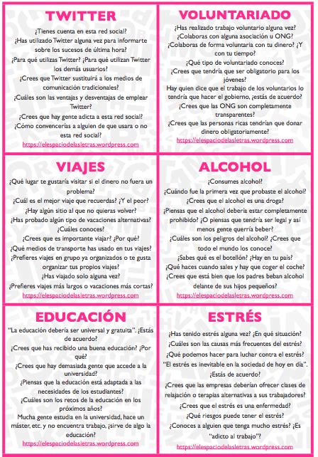 48 Tarjetas Para La Clase De Conversación Spanish Classroom Activities