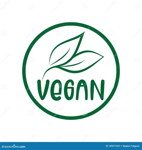 Vegan Logo Green Leaf Label For Veggie Or Vegetarian Food Package
