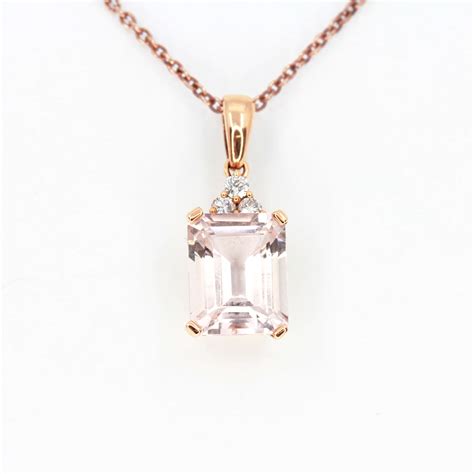 18ct Rose Gold Morganite And Diamonds Pendant Allgem Jewellers
