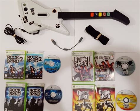 Guitar Hero Ii Xplorer X Plorer Rock Band Controller Bundle Lot Dongle Xbox 360 Rock Music Video