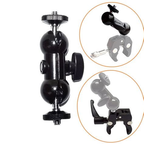 2 In 1 Camera Clamp Ball Head Magic Friction Arm Mount Super Crab Clamp