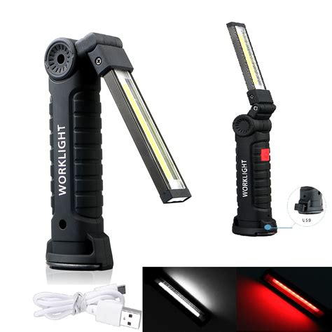 Usb Led Cob Work Light Inspection Lamp Rechargeable Torch Magnetic